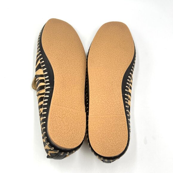 Talbots Womens Size 8 Tiger Stripe Black Tan Leather Loafers Flats Shoes - Picture 10 of 14